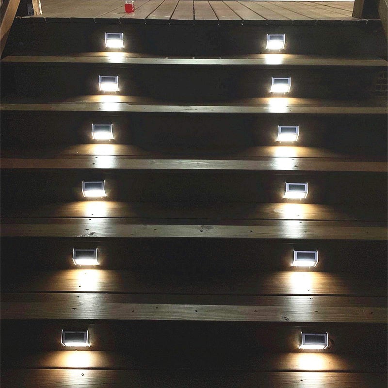 Lightess Solar Lights Outdoor Waterproof Deck Light, Solar Stair Lights Outside LED Step Lighting Stainless Steel for Paths Patio Garden Yard, Pack of 6 - Image 1